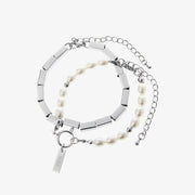 KAMI STYLE PEARL METAL BRACELET SET