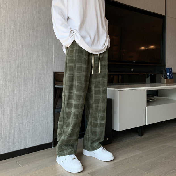 KAMI NO.5286 PLAID CORDUROY TROUSERS