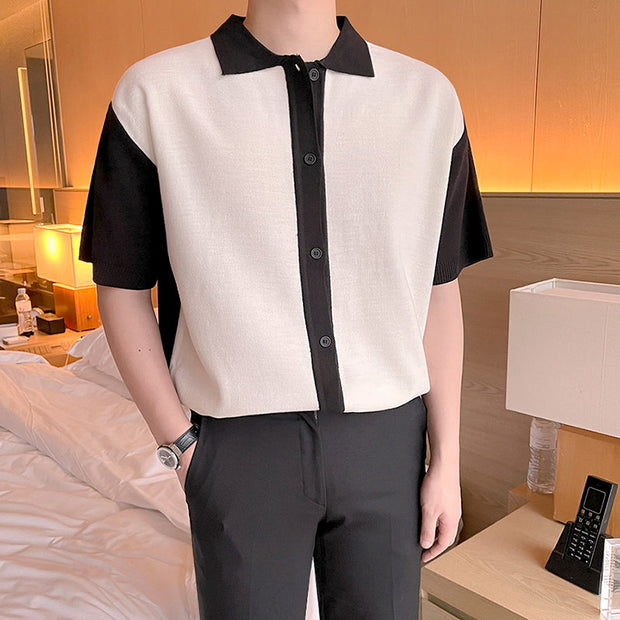 KAMI NO.2260 KNITTED CONTRAST SHIRT