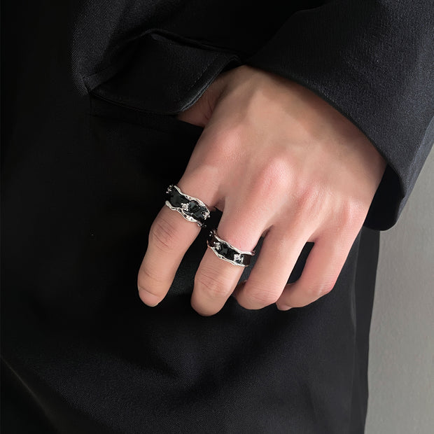 ANILLO GRUESO NEGRO ESTILO KAMI