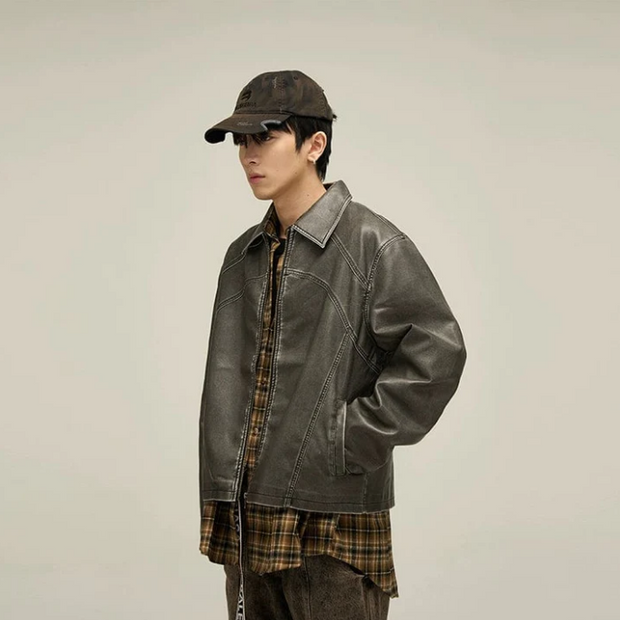 KAMI NO.1428 DISTRESSED LEATHER JACKET