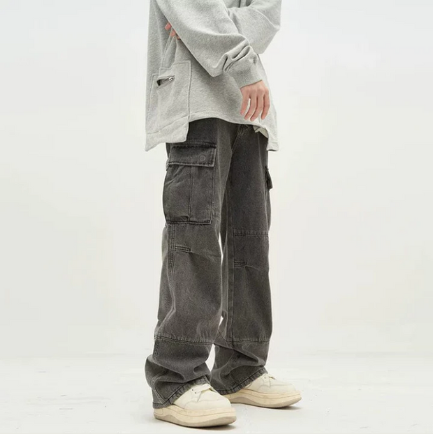 KAMI NO.5297 GREY CARGO PANTS