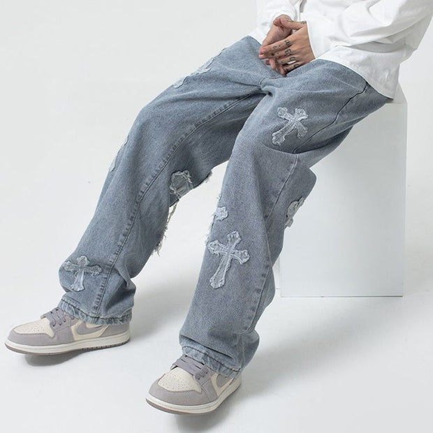 KAMI NO.5301 JEANS MIT KREUZPATCH