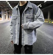 European and American colorblock edging denim jacket - STREETS OF KAMI