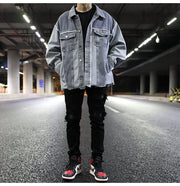European and American colorblock edging denim jacket - STREETS OF KAMI