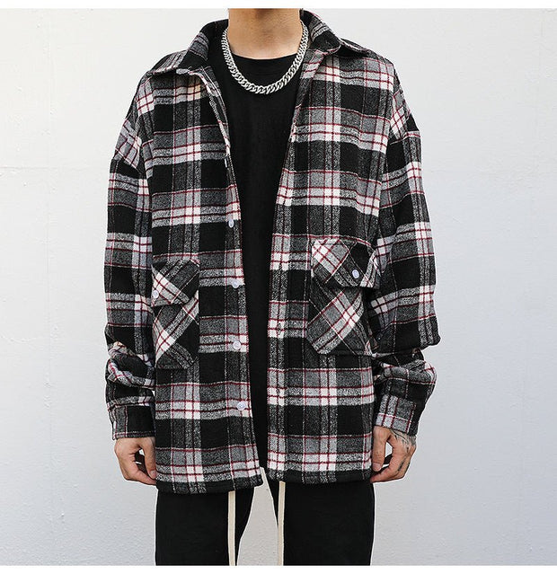 KAMI NO.1208 PLAID WOOLEN JACKET - STREETS OF KAMI