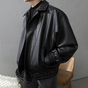 KAMI NO.1210 COLLAR LEATHER JACKET - STREETS OF KAMI