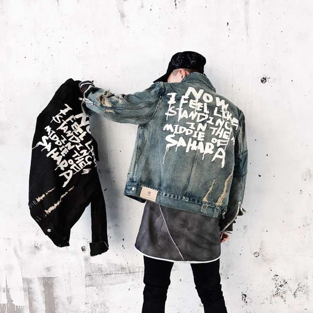 KAMI NO.1264 GRAFFITI DENIM JACKET - STREETS OF KAMI