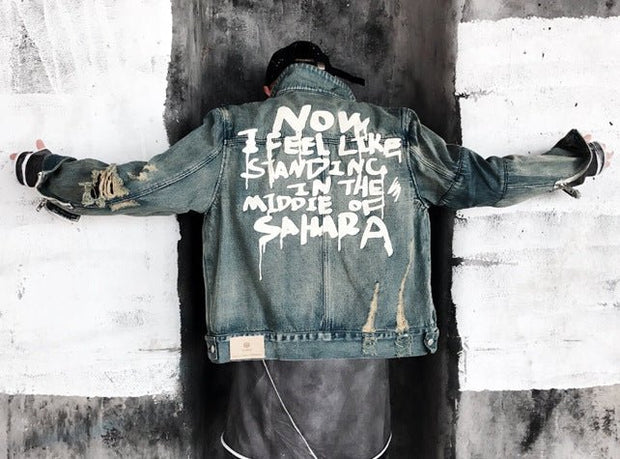 KAMI NO.1264 GRAFFITI DENIM JACKET - STREETS OF KAMI