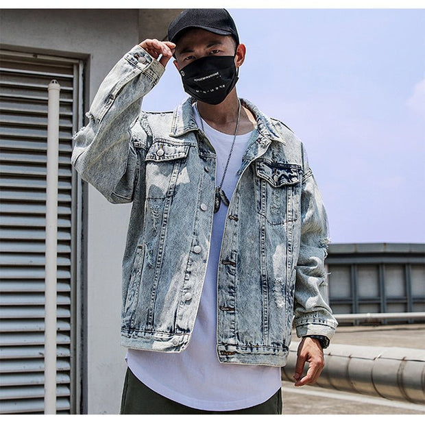 KAMI NO.1311 FLOWER DENIM JACKET - STREETS OF KAMI