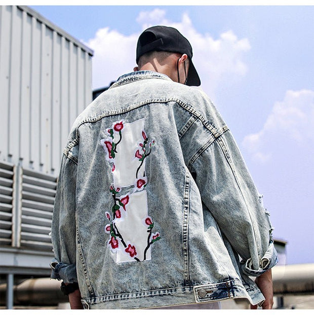 KAMI NO.1311 FLOWER DENIM JACKET - STREETS OF KAMI