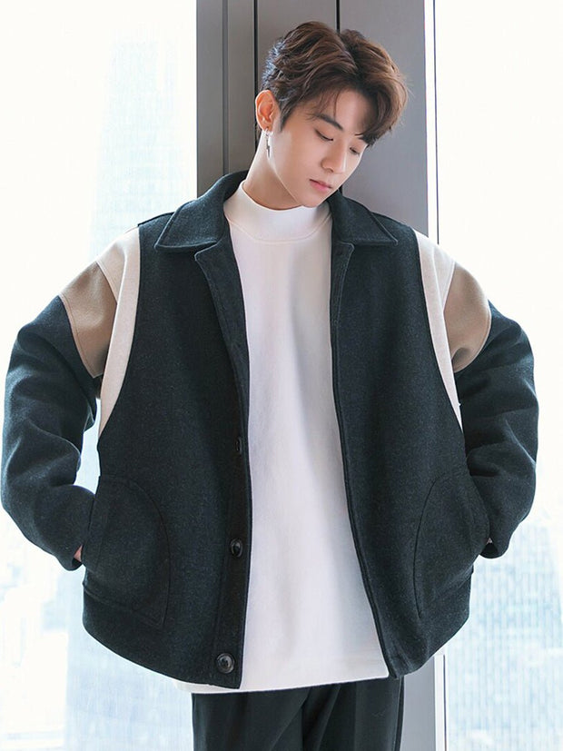 KAMI NO.1378 WOOLEN COLORBLOCK JACKET - STREETS OF KAMI