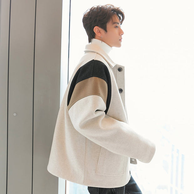 KAMI NO.1378 WOOLEN COLORBLOCK JACKET - STREETS OF KAMI