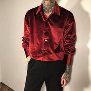 KAMI NO.2107 VELVET BUTTON UP COLLAR SHIRT - STREETS OF KAMI