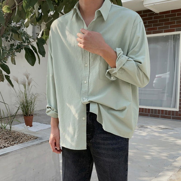 KAMI NO.2131 SOLID BUTTON SHIRT - STREETS OF KAMI