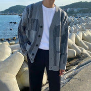 KAMI NO.3121 GREY PLAID CARDIGAN - STREETS OF KAMI