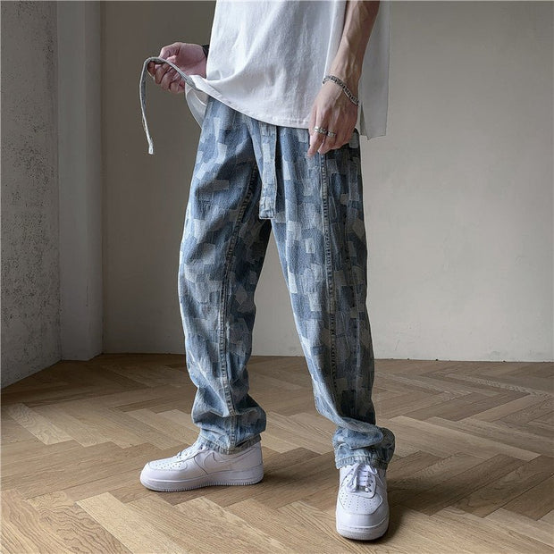 KAMI NO.5179 PATCH STRAIGHT JEANS - STREETS OF KAMI