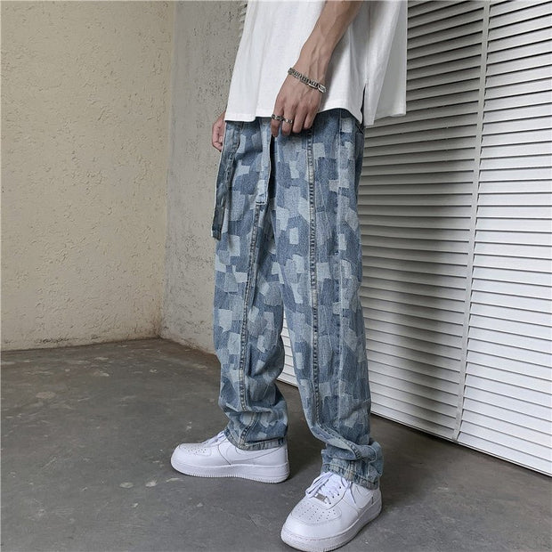 KAMI NO.5179 PATCH STRAIGHT JEANS - STREETS OF KAMI