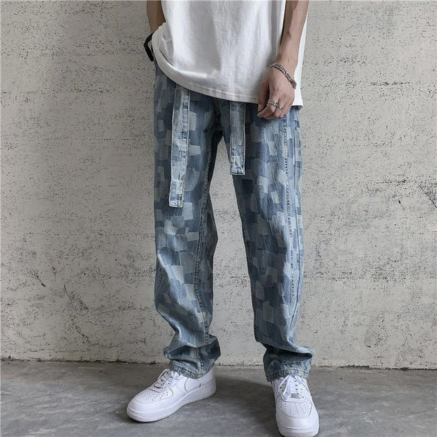 KAMI NO.5179 PATCH STRAIGHT JEANS - STREETS OF KAMI