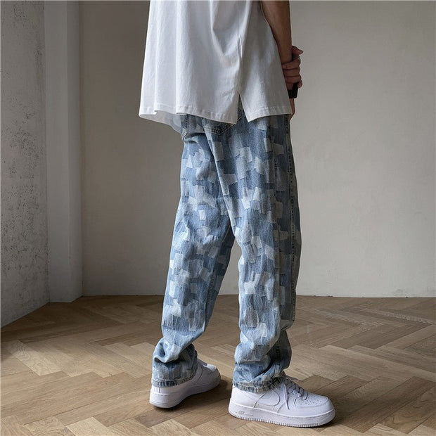 KAMI NO.5179 PATCH STRAIGHT JEANS - STREETS OF KAMI