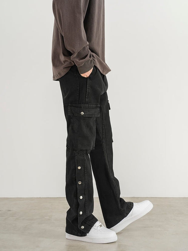 KAMI NO.5204 SIDE BUTTON CARGO JEANS - STREETS OF KAMI