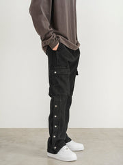 KAMI NO.5204 SIDE BUTTON CARGO JEANS - STREETS OF KAMI