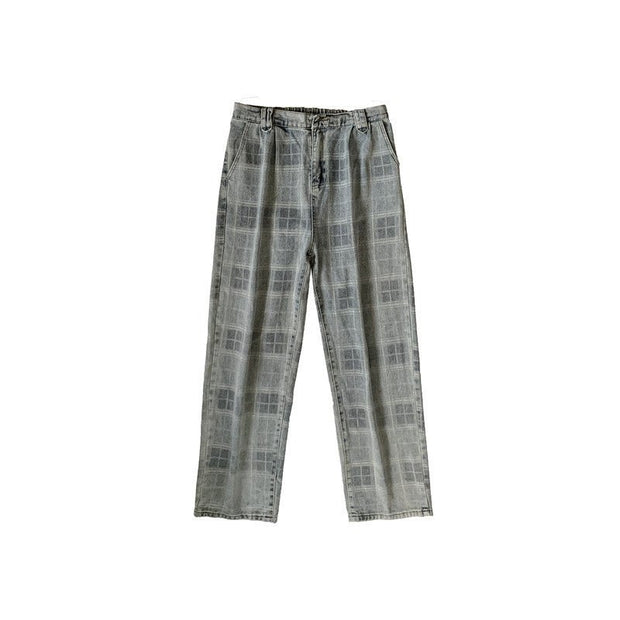 KAMI NO.5210 FADED PLAID JEANS - STREETS OF KAMI