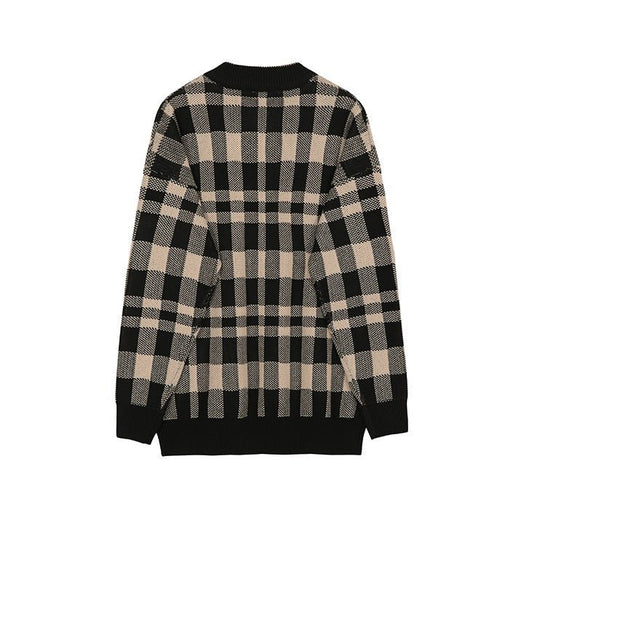 KAMI NO.7308 PLAID V-NECK SWEATER - STREETS OF KAMI