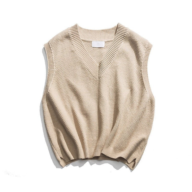 KAMI NO.7316 V-NECK KNITTED VEST - STREETS OF KAMI