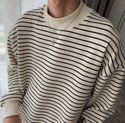 KAMI NO.7351 STRIPED ROUND NECK SWEATER - STREETS OF KAMI