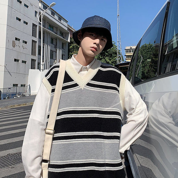 KAMI NO.7364 STRIPED VEST - STREETS OF KAMI