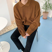 KAMI NO.7384 COLLAR WAFFLE SWEATER - STREETS OF KAMI