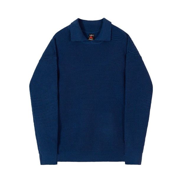 KAMI NO.7384 COLLAR WAFFLE SWEATER - STREETS OF KAMI