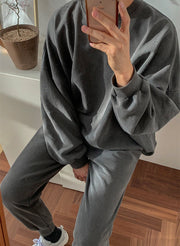 KAMI NO.7418 GREY OVERSIZED SWEATSHIRT AND PANTS SET - STREETS OF KAMI