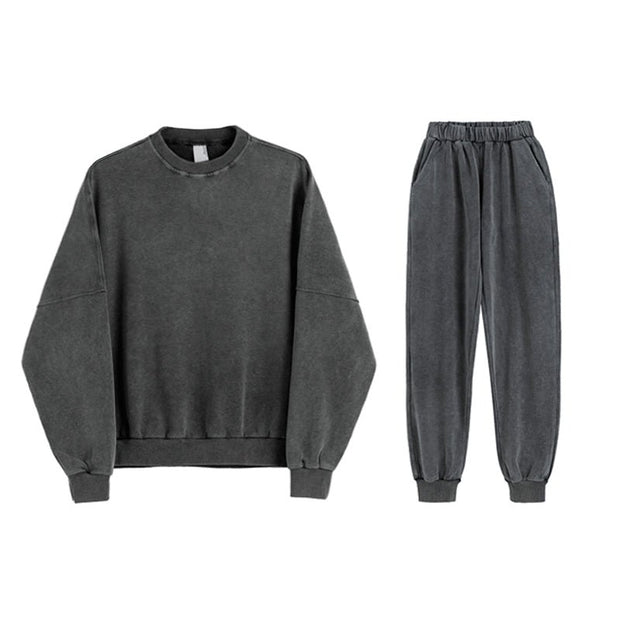 KAMI NO.7418 GREY OVERSIZED SWEATSHIRT AND PANTS SET - STREETS OF KAMI