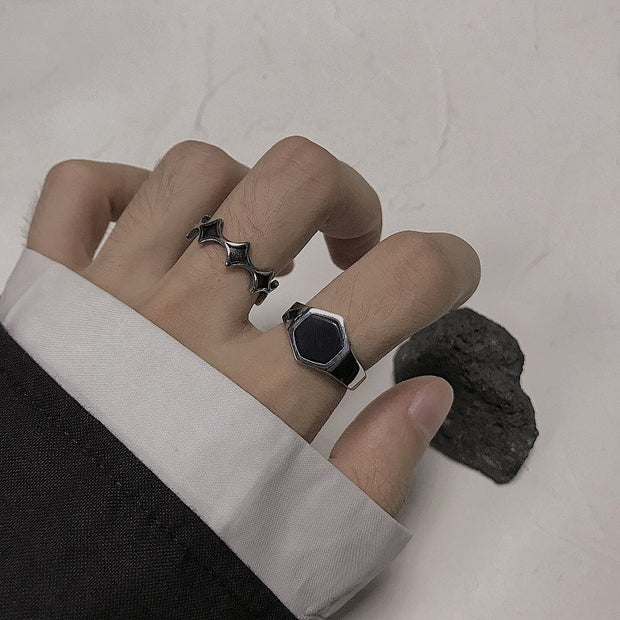 KAMI STYLE BLACK GEM RING - STREETS OF KAMI