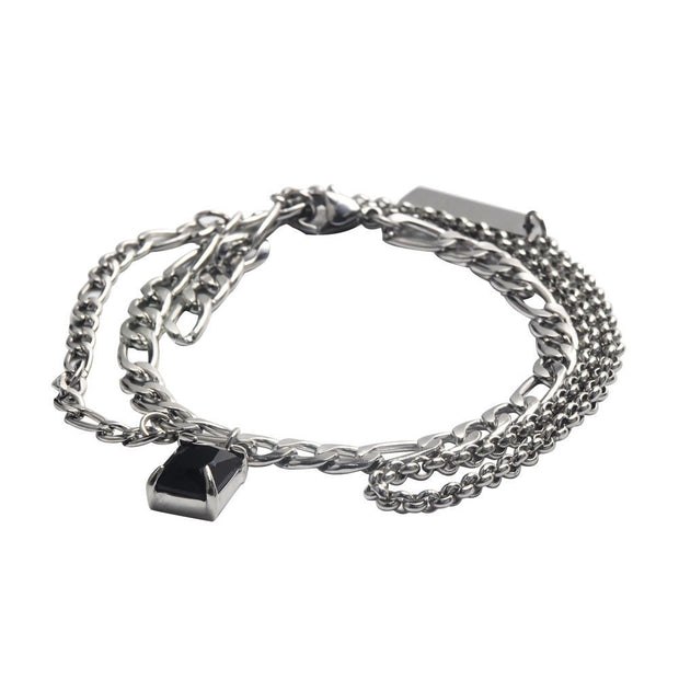 KAMI STYLE DOUBLE LAYER BLACK GEM BRACELET - STREETS OF KAMI