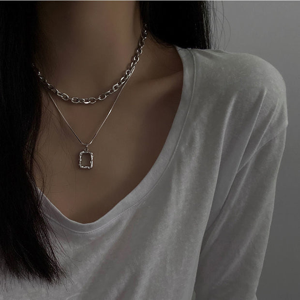 KAMI STYLE DOUBLE SILVER NECKLACE - STREETS OF KAMI