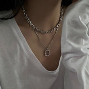 KAMI STYLE DOUBLE SILVER NECKLACE - STREETS OF KAMI