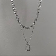 KAMI STYLE DOUBLE SILVER NECKLACE - STREETS OF KAMI