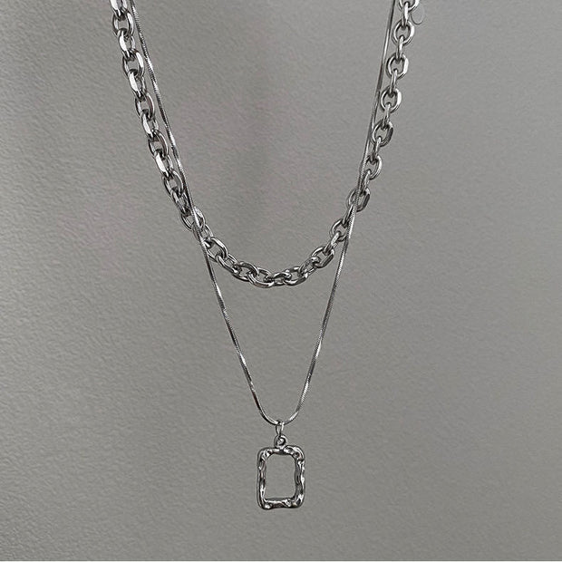 KAMI STYLE DOUBLE SILVER NECKLACE - STREETS OF KAMI