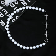 KAMI STYLE PEARL CROSS NECKLACE