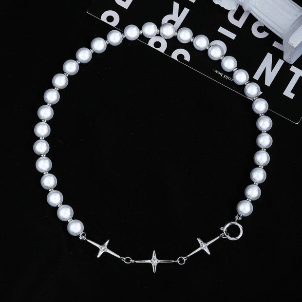 KAMI STYLE PEARL CROSS NECKLACE